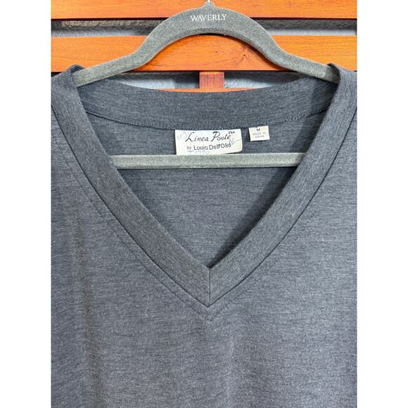 Linea Ponte Sweatshirt Dress Tunic Gray Jersey V-Neck Pockets Sz M | EUC - Picture 3 of 6